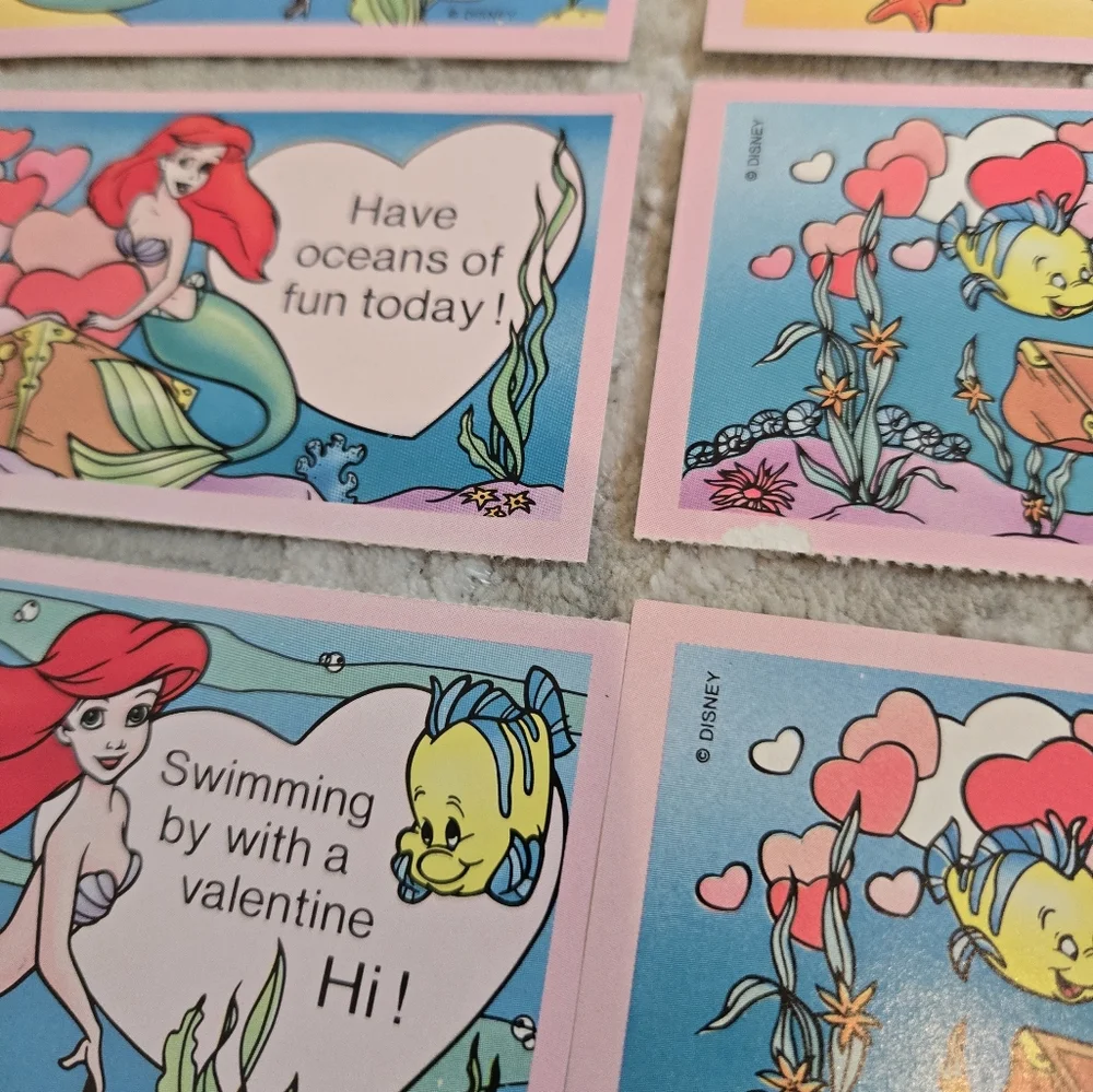 9 Vintage 1990s Disney The Little Mermaid Valentine's Day Cards With Envelopes